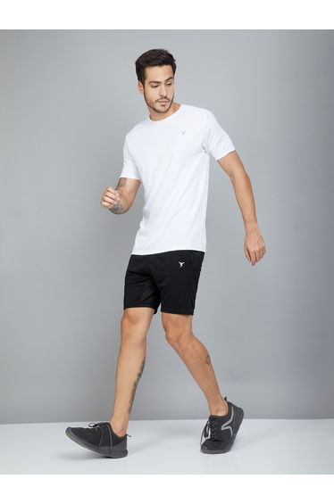 Black Solid Shorts with Side Pocket