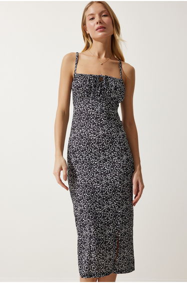 Happiness İStanbul Black Column Midi Dress