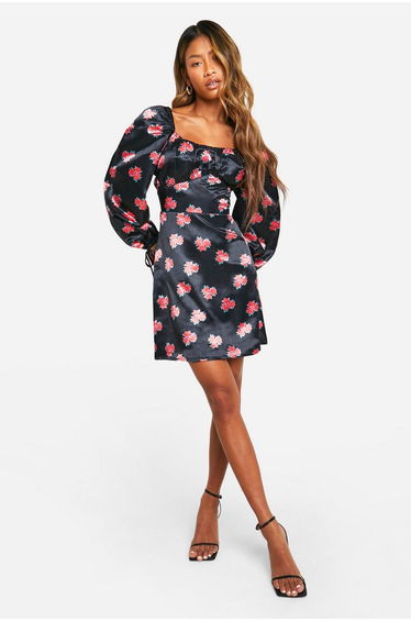 Floral Puff Sleeve Mini Dress