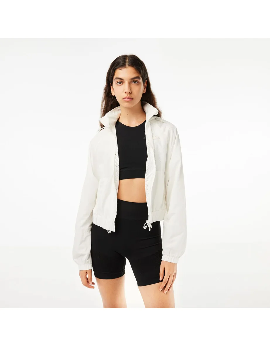 Women's Lacoste Short Zip-Up Jacket in White Lacoste : Jackets