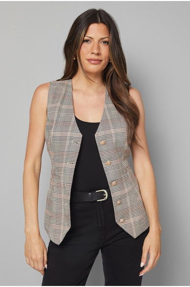 Check Button Through Waistcoat