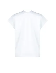 White 100% Cotton V-neck Moon Sleeve Knitted T-Shirt - 7