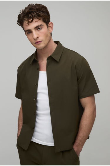 Regular Fit Technical Short Sleeve Shirt - khaki