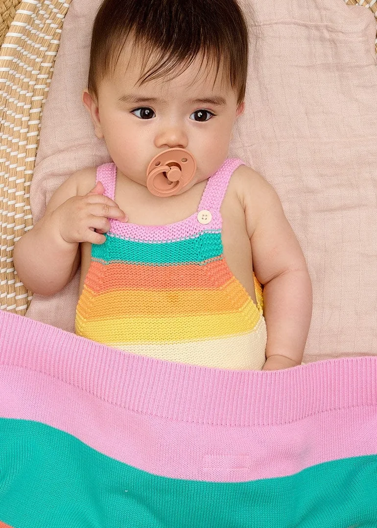 Bobby - Pink Rainbow Stripe Shawl - 3