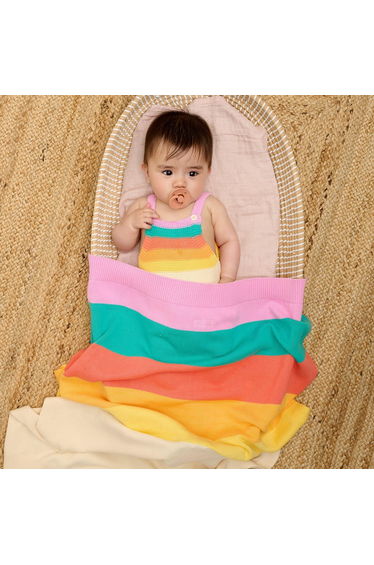 Bobby - Pink Rainbow Stripe Shawl