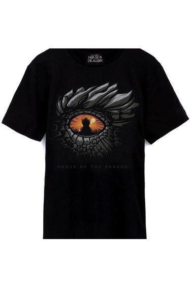 House Of The Dragon Mens Eye T-Shirt - Black/Light Red/Orange