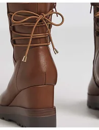 Lace Back Wedge Ankle Boots Wide - 2