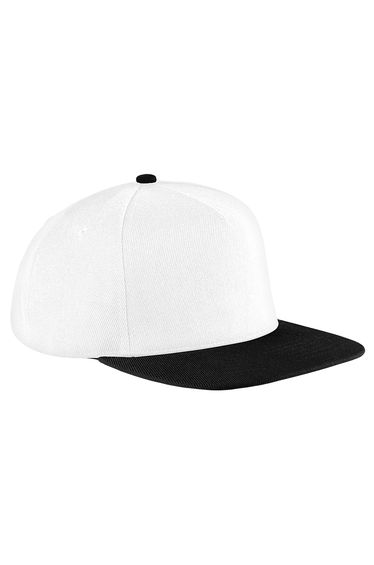 Beechfield Unisex Original Flat Peak Snapback Cap - White/Black