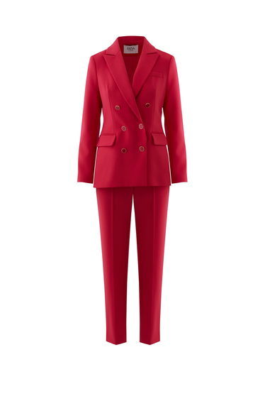 Set with Double-Breasted Jacket and Tapered Pants