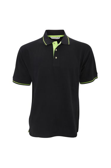 Kustom Kit Mens St. Mellion Mens Short Sleeve Polo Shirt - Black/Lime
