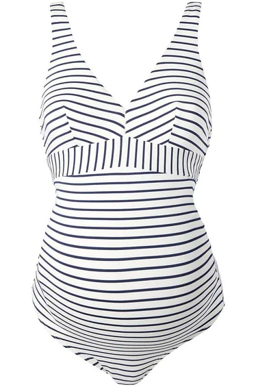 1-Piece Striped Pregnancy Swimsuit