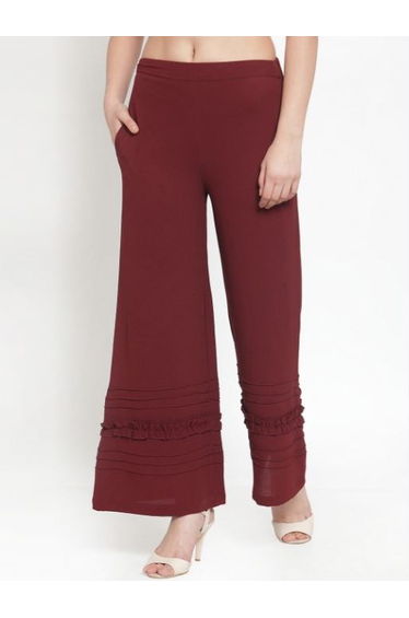 Ruffled Detail Wide Leg Palazzos