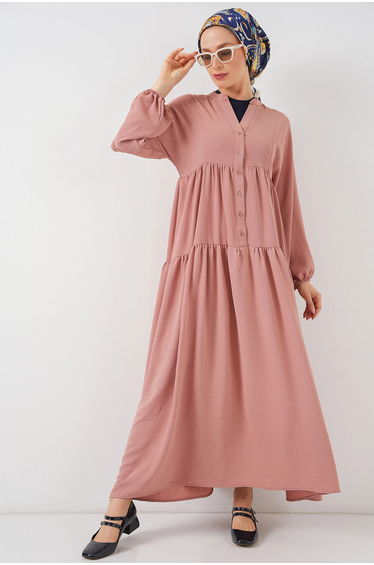 BDART V-Neck Button Closure Loose Fit Maxi Dress