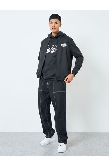 Men Black Zip Up Bomber Jacket
