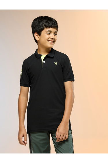 Boys Solid Slim Fit Sports Polo T-shirt