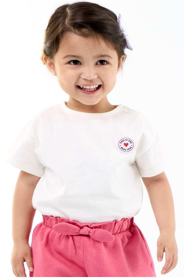Short-sleeved T-shirt with Stitched Heart WHITE