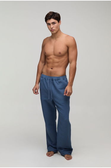Relaxed Fit Waffle Lounge Bottoms - blue