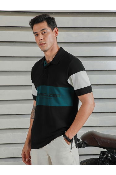Color Block Regular Fit Polo Neck T-Shirt