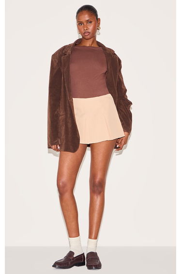 Butter Yellow Tailored Woven Box Pleat Skater Skort