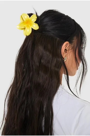 مشبك شعر بأزهار كبيرة - أصفر