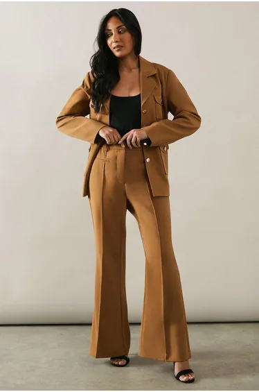 Petite High Waist Flare Trousers