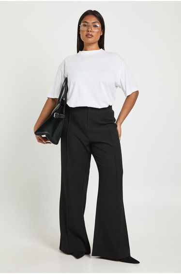 Plus Boohoo Basics Tailored Flare Trouser - black