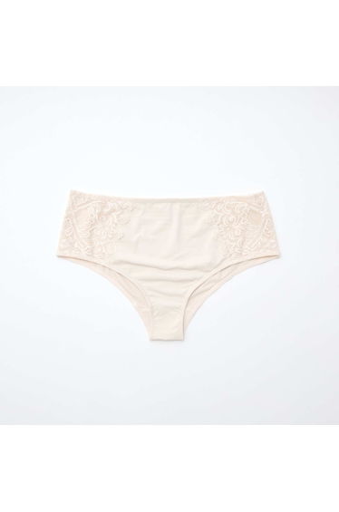 High-Waisted Microfiber and Lace Briefs GREY