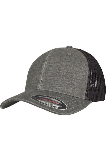 Flexfit By Yupoong Retro Trucker Melange Cap - Khaki/Black Mesh