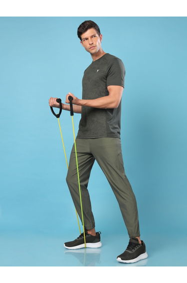 Men Green Solid 4-Way Stretch Joggers