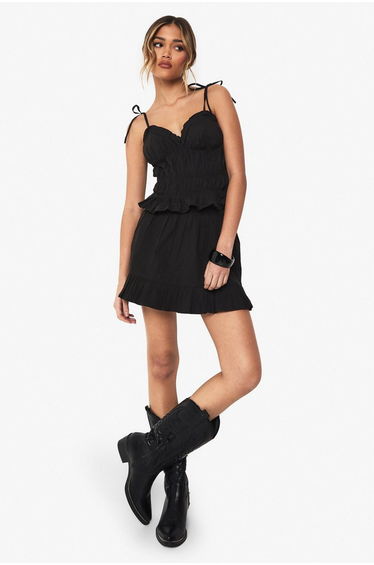 Ruffle Hem Poplin Mini Skirt