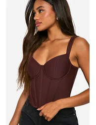 Bandage Cupped Boned Corset Top - chocolate - 3