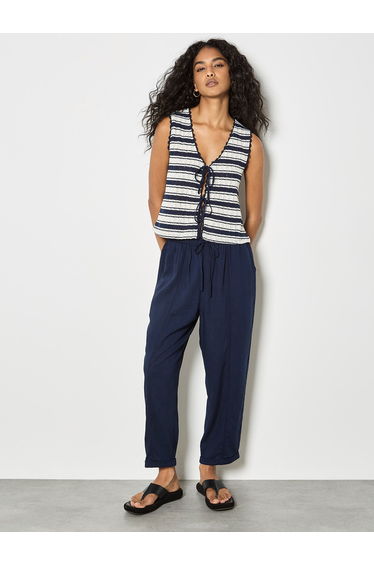 Ladder Lace Insert Linen Joggers
