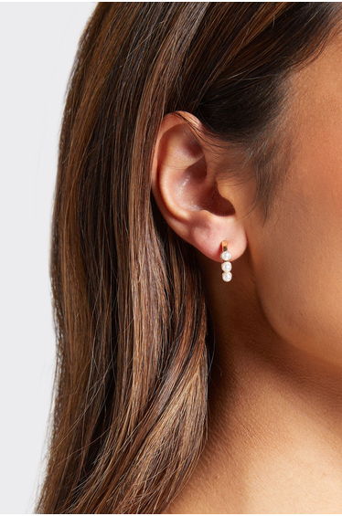 Pearl Detail Stud Earrings 6 Pack - gold