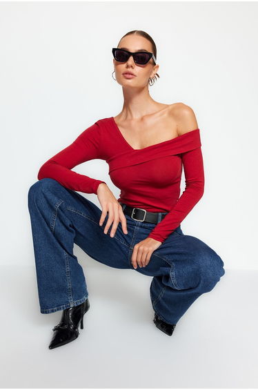 Blouse - Burgundy - Slim fit