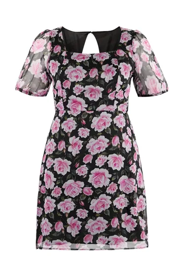 Multicolored Chiffon Woven Plus Size Dress