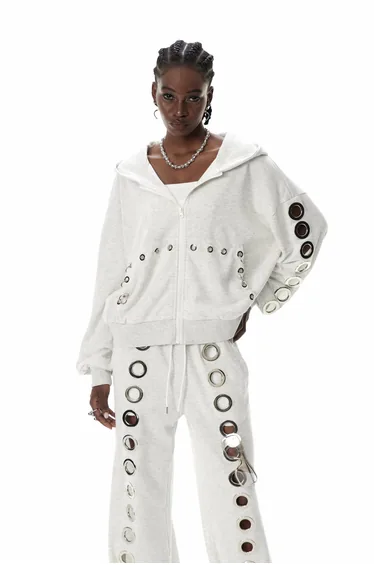 Costel Eyelet Hooded Jacket