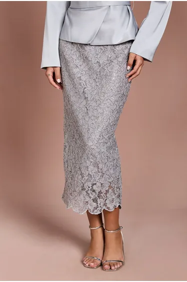 Lace Sequin Pencil Skirt