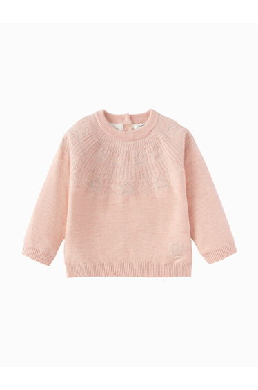 Girls' Knitted Sweater with Patterned Details