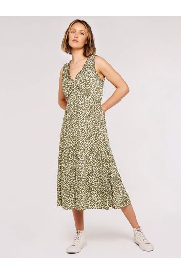 Daisy Print Tiered Midi Dress