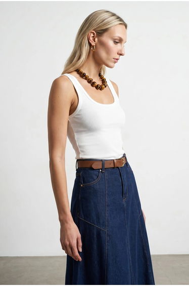 DILVIN Slim Fit Sleeveless Jersey Cami Blouse