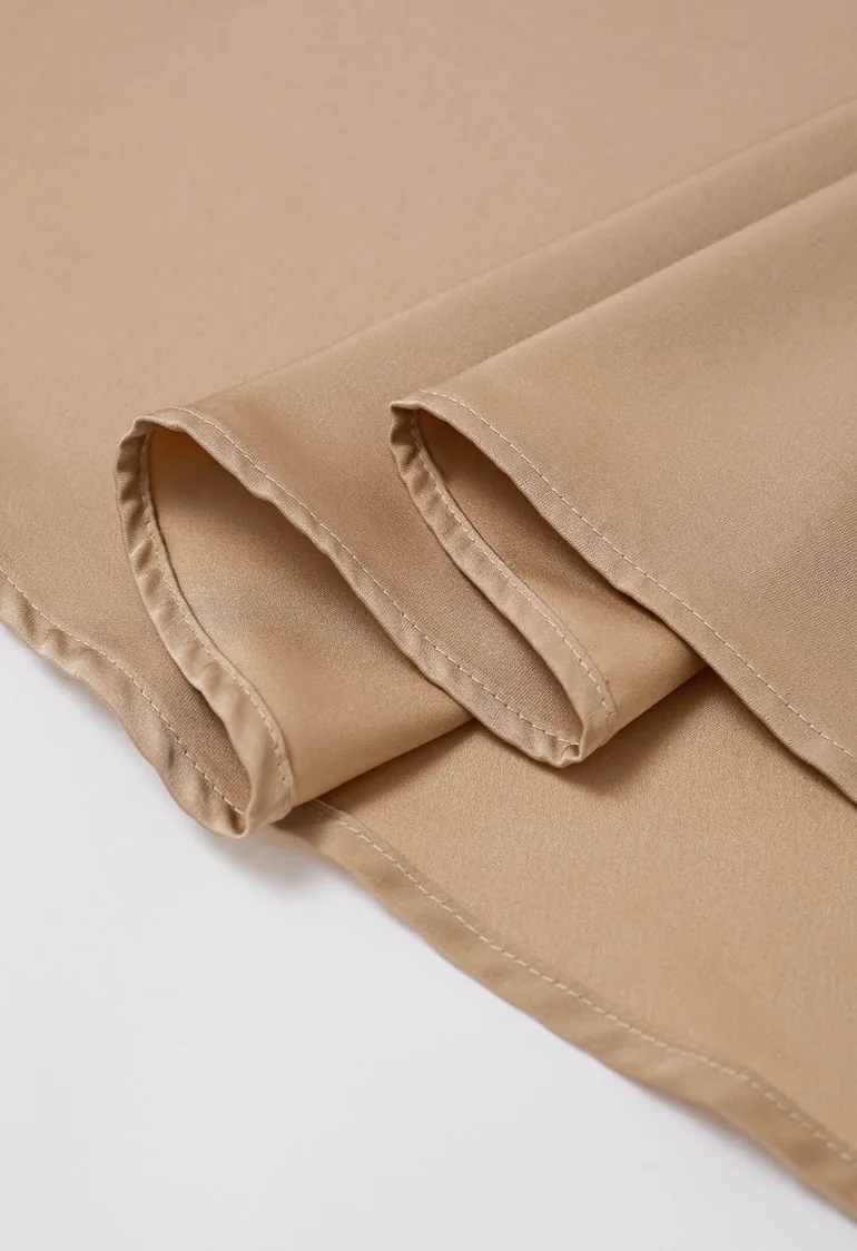 Timeless Elegance Satin A-Line Maxi Skirt in Tan - 4