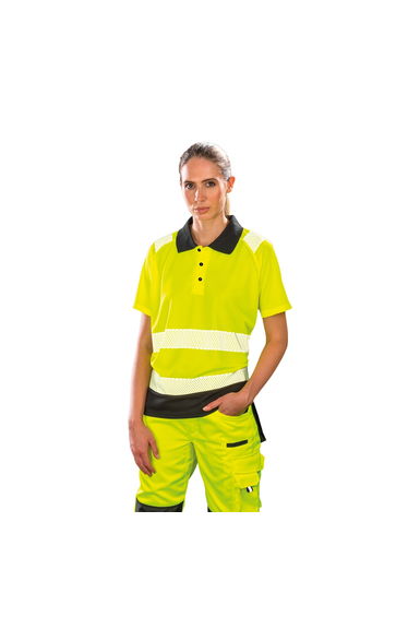 Result Genuine Recycled Womens/Ladies Safety Polo Shirt - Fluorescent Yellow
