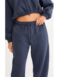 بنطلون رياضي بتصميم واسع بحواف برباط شد - كحلي - 3