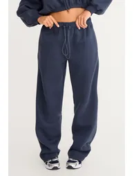 بنطلون رياضي بتصميم واسع بحواف برباط شد - كحلي - 1