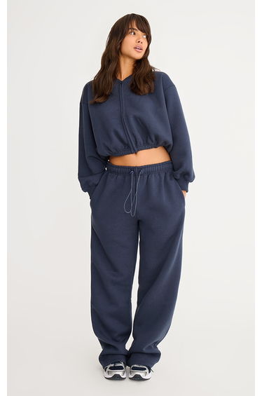 Navy Drawcord Hem Oversized Joggers
