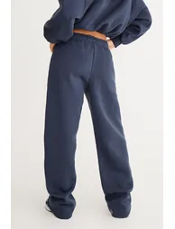 بنطلون رياضي بتصميم واسع بحواف برباط شد - كحلي - 2