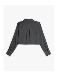Crop Shirt Long Sleeved, Pocket Detailed - 2
