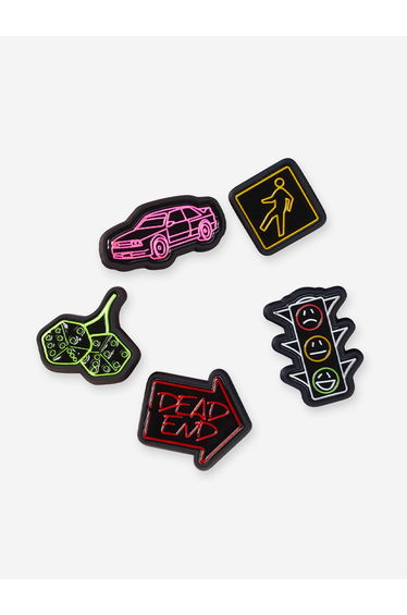 Kids Reflective Street Jibbitz™ Charm 5 Pack in Multicolour