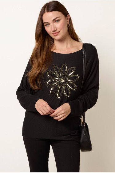 Embroidered Sequin Flower Top