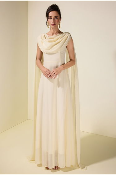 Chiffon Cape Sleeve Maxi Dress
